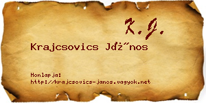 Krajcsovics János névjegykártya